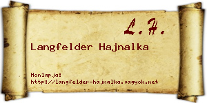 Langfelder Hajnalka névjegykártya